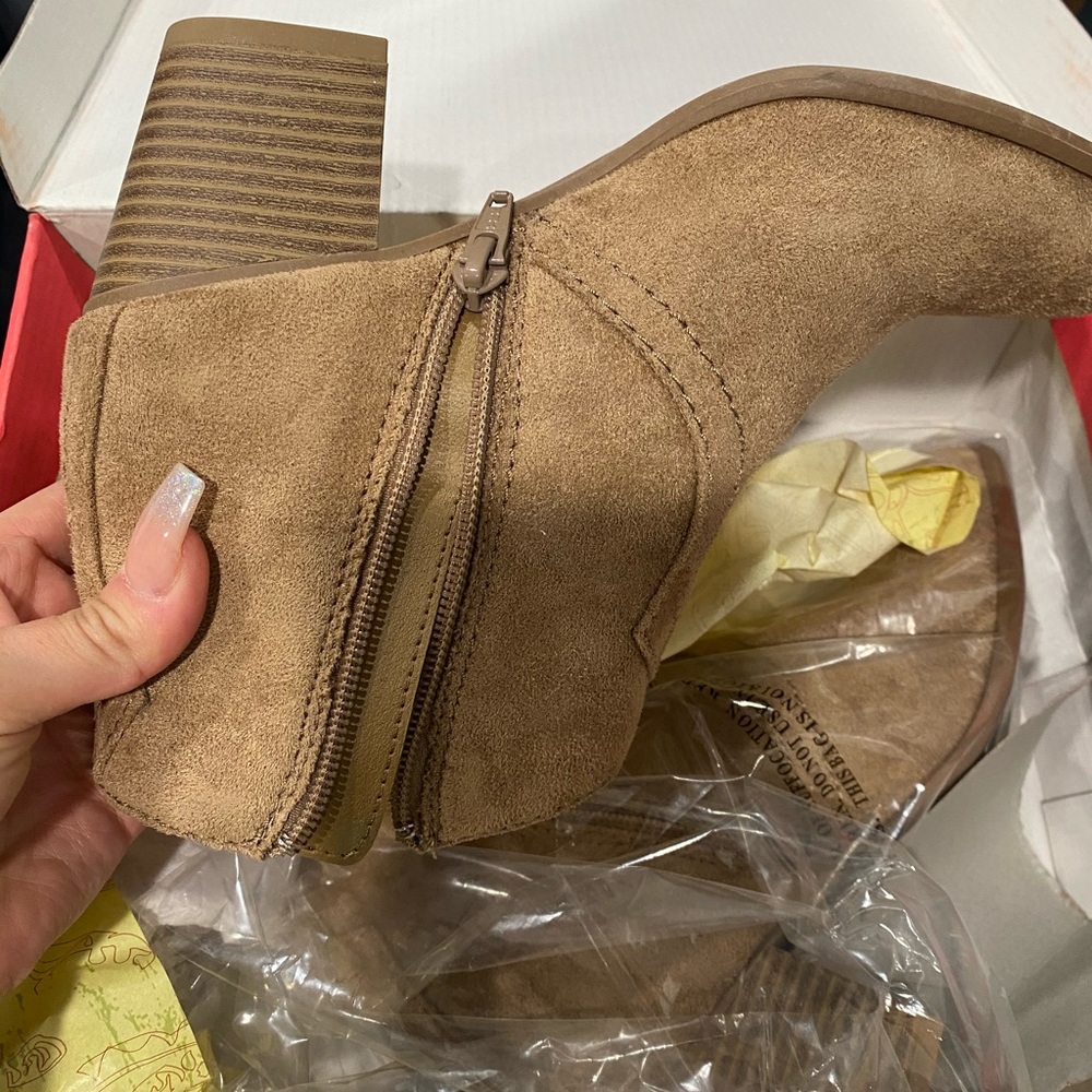 Beige ankle booties